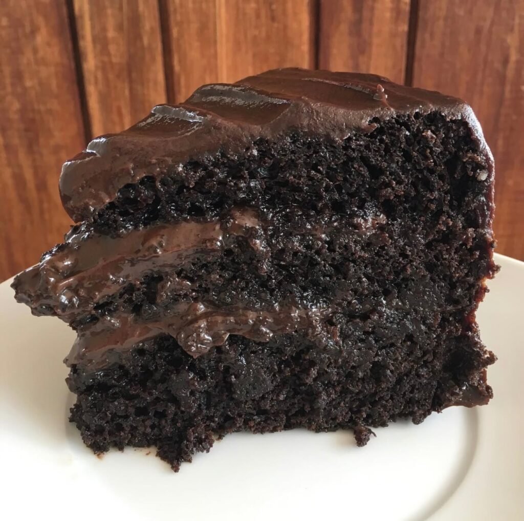 slice of the first chocolate cake from valenbakes