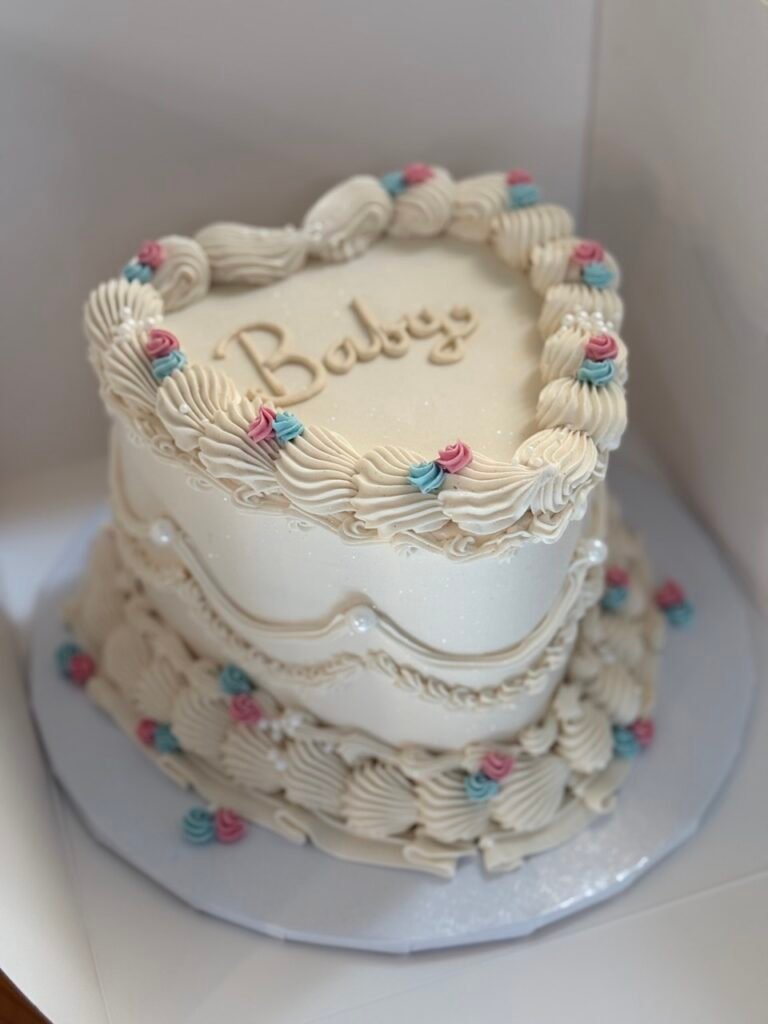 heart shaped gender reveal cake